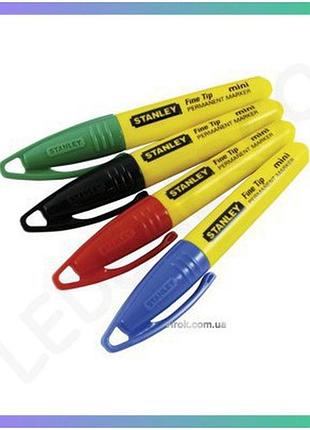 Перманентные маркеры stanley цветные заостренные 4 шт для электриков и строителей маркеры