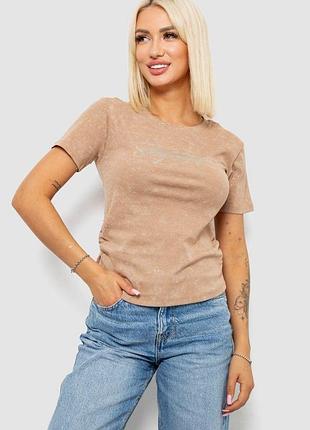 Футболка женская с принтом, цвет бежевый, 221r3303