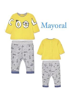 Новий з бірками комплект для хлопчика mayoral newborn (1682, трикотаж,жовто-сірий) на 6-9,12 міс