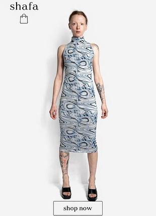 Zara limitless contour midi dress ✨ blue marble abstract print, xs.