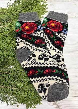Шкарпетки жіночі з овечої шерсті орнамент