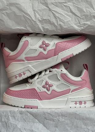 Білі жіночі кросівки louis vuitton skate 1854 pink white х луї віттон 39