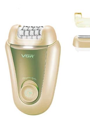 Эпилятор 2 в 1 vgr v-758 2 насадки 600mah gold