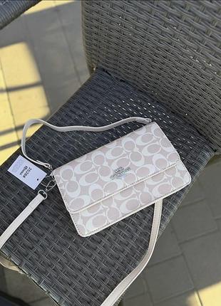 Женская сумка coach, сумка коач, сумка на плечо, сумка через плечо, кросс-боди 2528 молочний