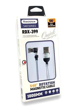 Магнитный кабель reddax rdx-399 micro usb (1 м, тканевое оплетение, led)