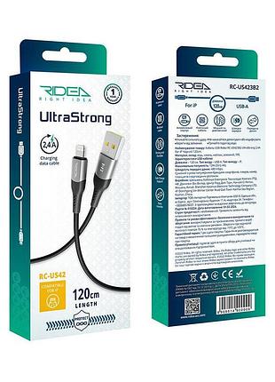 Кабель usb ridea rc-us42 ultrastrong lightning 12w 1.2m чорний