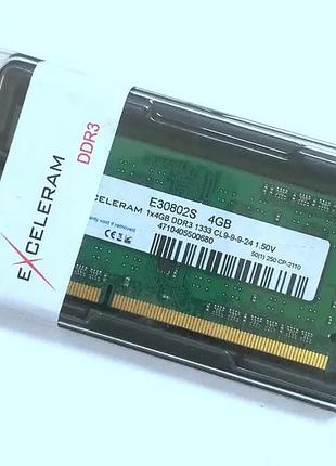 Sodimm ddr3 4gb 1333mhz 10600s cl9 оперативна пам'ять для ноутбука exceleram (e30802s)