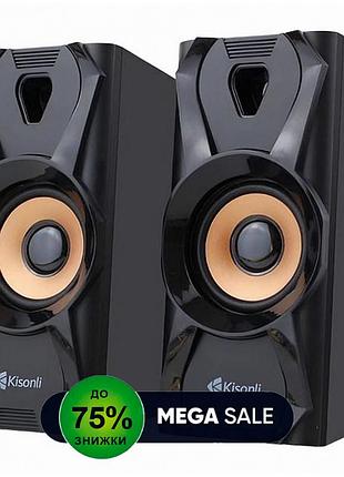 Комп'ютерні колонки 2x3вт usb aux чорні пластикові для пк і ноутбука kisonli u9003