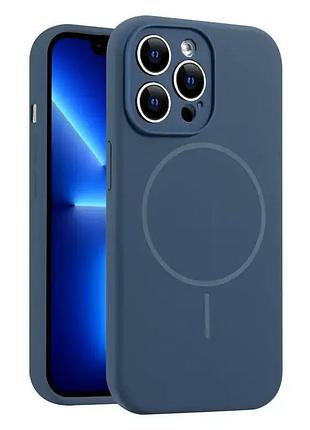 Силиконовый чехол для iphone 14 midnight blue защита от ударов с поддержкой magsafe