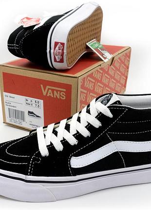 Высокие кеды vans old skool - черно-белые, натуральная замша. топ качество! 39. размеры в наличии: 36, 37, 38,
