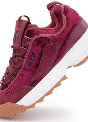 Женские бордовые кроссовки fila disruptor 2. топ качество! 38. размеры в наличии: 37, 38.