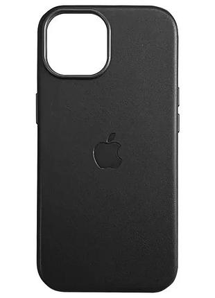 Чохол leather case для iphone 15 pro чорний з magsafe захист від ударів і подряпин для надійного захисту