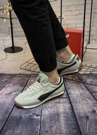 Кросівки puma ease rider vintage пума з райдера вінтаж світло-сірі із замші та сітки літні чоловічі
