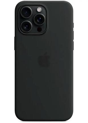 Силиконовый чехол для iphone 15 pro max черный защита от ударов и царапин с микрофиброй внутри