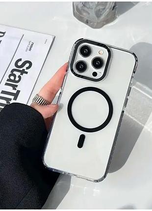Чехол силиконовый для iphone 12 pro max черный с magsafe защита от ударов и падений