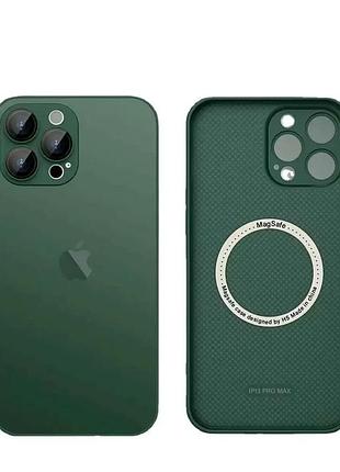 Чохол протиударний для iphone 15 pro силіконовий з magsafe захист від падінь зелений