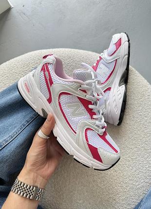 Женские белые кроссовки new balance 530 white pink х нью беланс 38