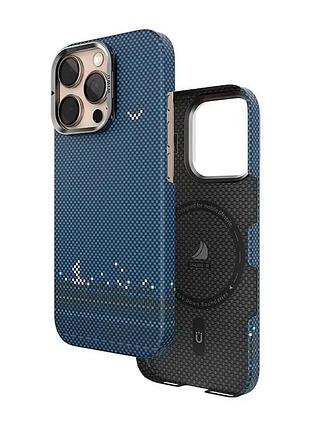 Чохол aramid armor з magsafe для iphone 16 pro max захисна накладка з поліуретану синій