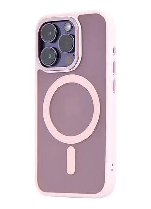 Чехол силиконовый для iphone 14 pro magsafe противоударный матовый розовый защита от падений