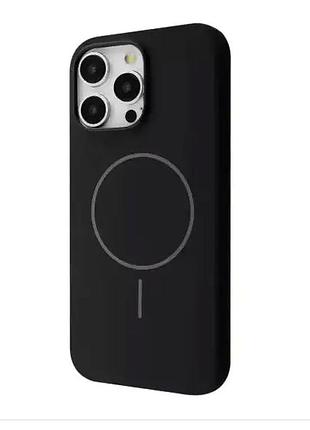 Чехол силиконовый для iphone 12 черный с magsafe защита от ударов и царапин