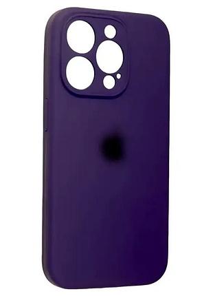 Чехол силиконовый для iphone 14 pro защитный глубокий фиолетовый с функцией защиты камеры