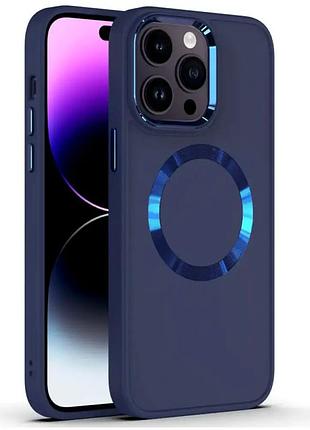 Чохол протиударний для iphone 14 pro max navy blue захист від ударів і подряпин з magsafe