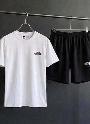 Спортивный комплект мужской the north face летний футболка + шорты черный s-xxl