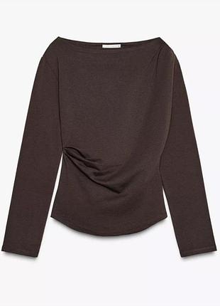Топ zara шоколадний лонгслів