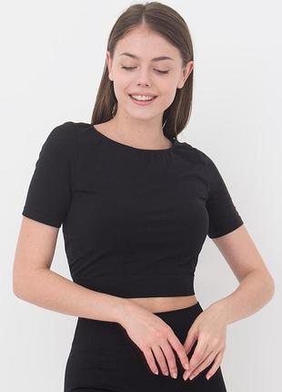 Топ з коротким рукавом та круглим вирізом giulia crop t-shirt s/m black-nero