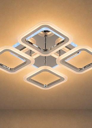 Люстра стельова valeso li8822/4b cr (rgb), хром, led 64w+8w