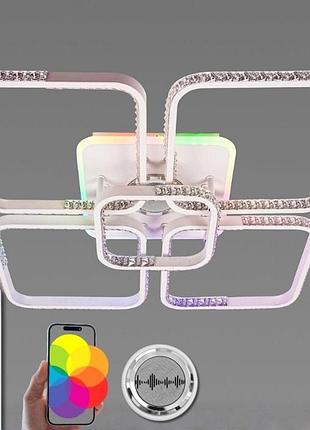 Люстра потолочная светодиодная с музыкальной колонкой и rgb подсветкой для большой гостиной valeso yzd1271 белый