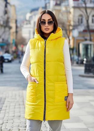 Женская удлиненная жилетка sofia li-6040 желтый, 50-52