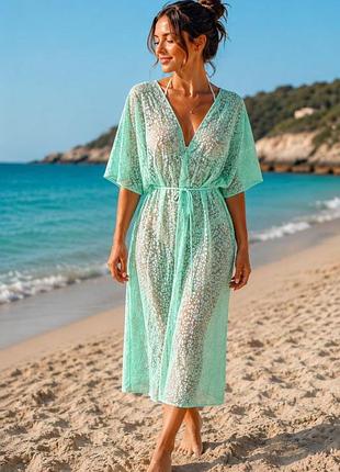 Стильная пляжная женская туника халатиком, l-xxl