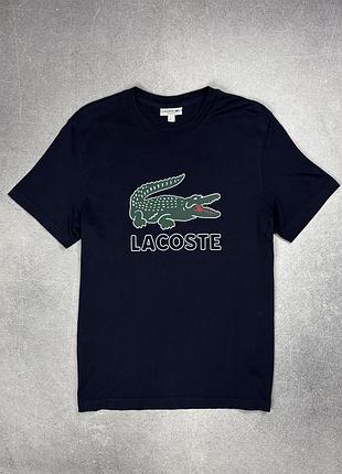 Lacoste футболка з великим лого темно-синя оригінал regular 5 l