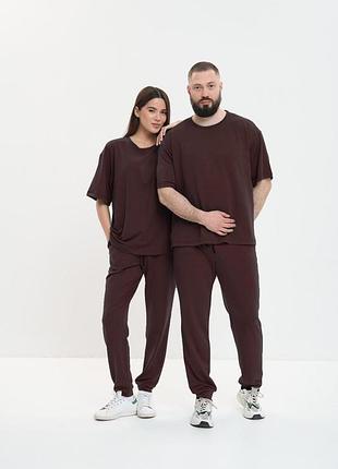 Костюм штани+футболка active - унісекс - шоколад