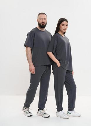 Костюм брюки + футболка active - унисекс - графит