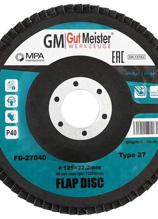 Диск шліфувальний по металу ø125*6.0*22mm p40 (плоский) fd27040