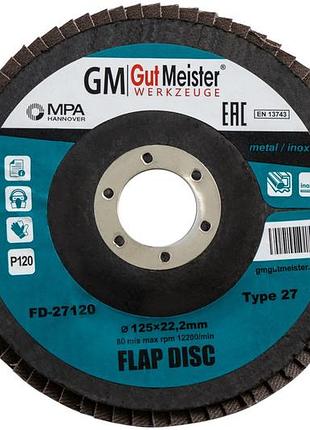 Диск шліфувальний по металу ø125*6.0*22mm p120 (плоский) fd27120