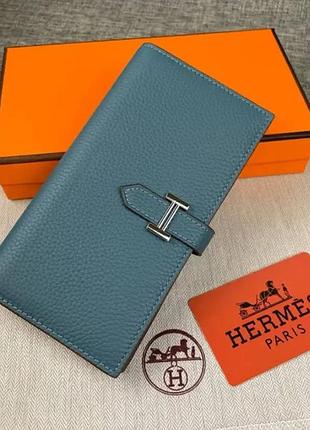 Брендове портмоне для жінки hermes жіночий шкіряний гаманець на кнопці великий кошельок для дівчини гермес