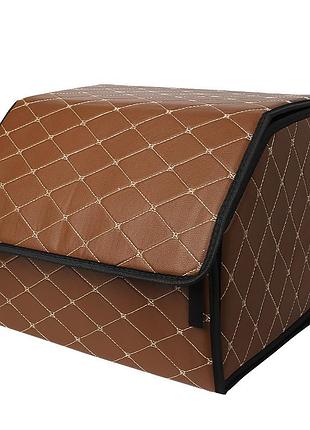 Автомобільний органайзер zwx-002 brown-gold компактний місткий два відділи для зберігання на липучці з ручкою 65*30*30 см