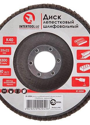 Круг пелюстковий торцевої intertool 125 мм р40 (bt-0204)