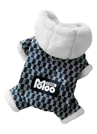Комбінезон з капюшоном для собак moo 2410sxmj0172 тедді з петлею для повідця dark blue s