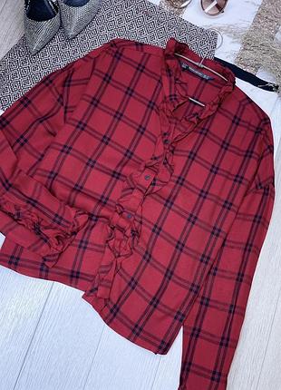 Фланелева сорочка zara m літня сорочка пряма жіноча сорочка в клітинку