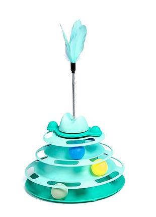Игрушка chaokupet dt705 башня для котов интелектуальная 3-х уровневая green