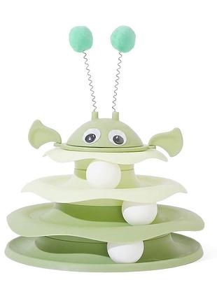 Игрушка taotaopets 079906 для кота интелектуальная 3-х уровневая башня green