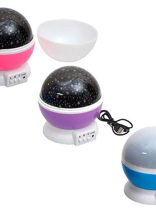 Нічник-проектор зоряного неба "star master" 4aaa usb білий режим та 8 кольорових режимів (106466)