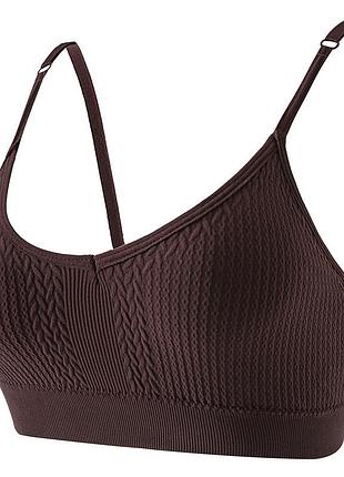 Топ женский в текстуре косичка wx6608# с регулируемыми брителями съемные чашечки коричневый m