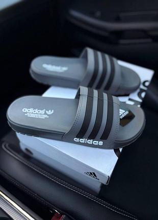 Мужские шлепанцы adidas черные | летние пляжные сланцы adidas 44