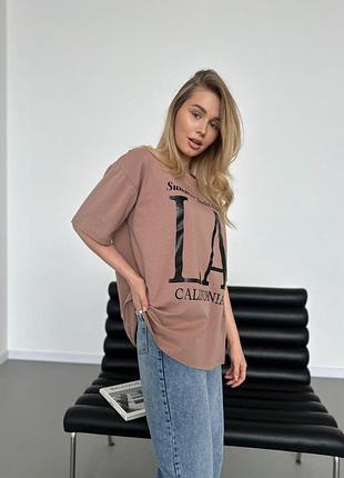 Базовая футболка крутого качества с накатом la ❤️