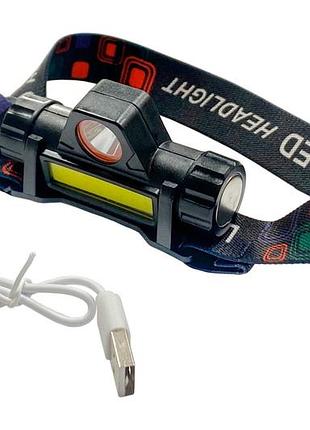 Ліхтар налобний bl 1led x 1cob x li-ion (152-bl-8101)